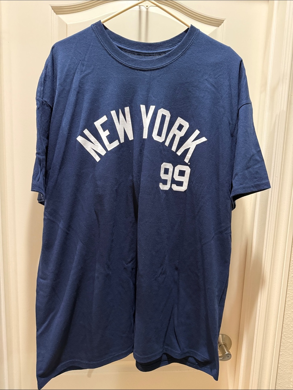 Majestic NWOT Navy Blue 'New York 99' JUDGE Short Sleeve Tee 2XL
